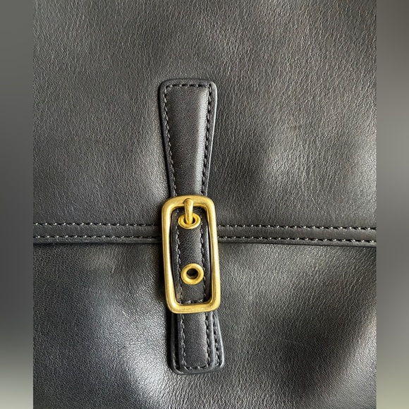 Coach Black Leather Crossbody with Gold-Tone Buckle - Picture 6 of 16